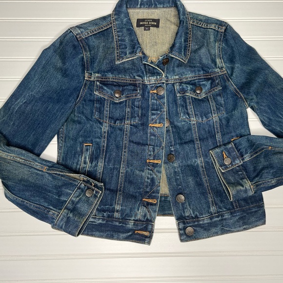 J. Crew Indigo Blue Denim Jean Women’s Jacket Trucker Size Small-